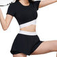 "Hit the Courts in Style with NULS Super Soft Tennis Shorts & Comfy Top Two-Piece Set"