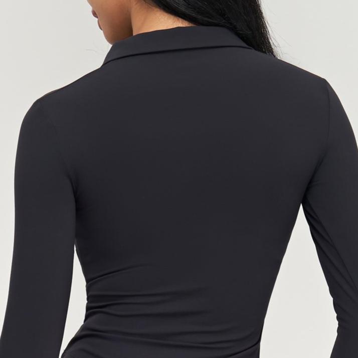 "Ace the Court: Women's Soft Brushed Full-Zip Long Sleeve Cropped Training Top Jacket "