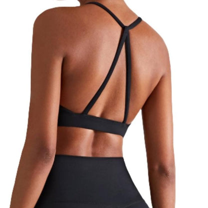 "Fashionable Thin-Strap Tennis Sports Bra – Performance-Ready Women's Fitness Crop Top"